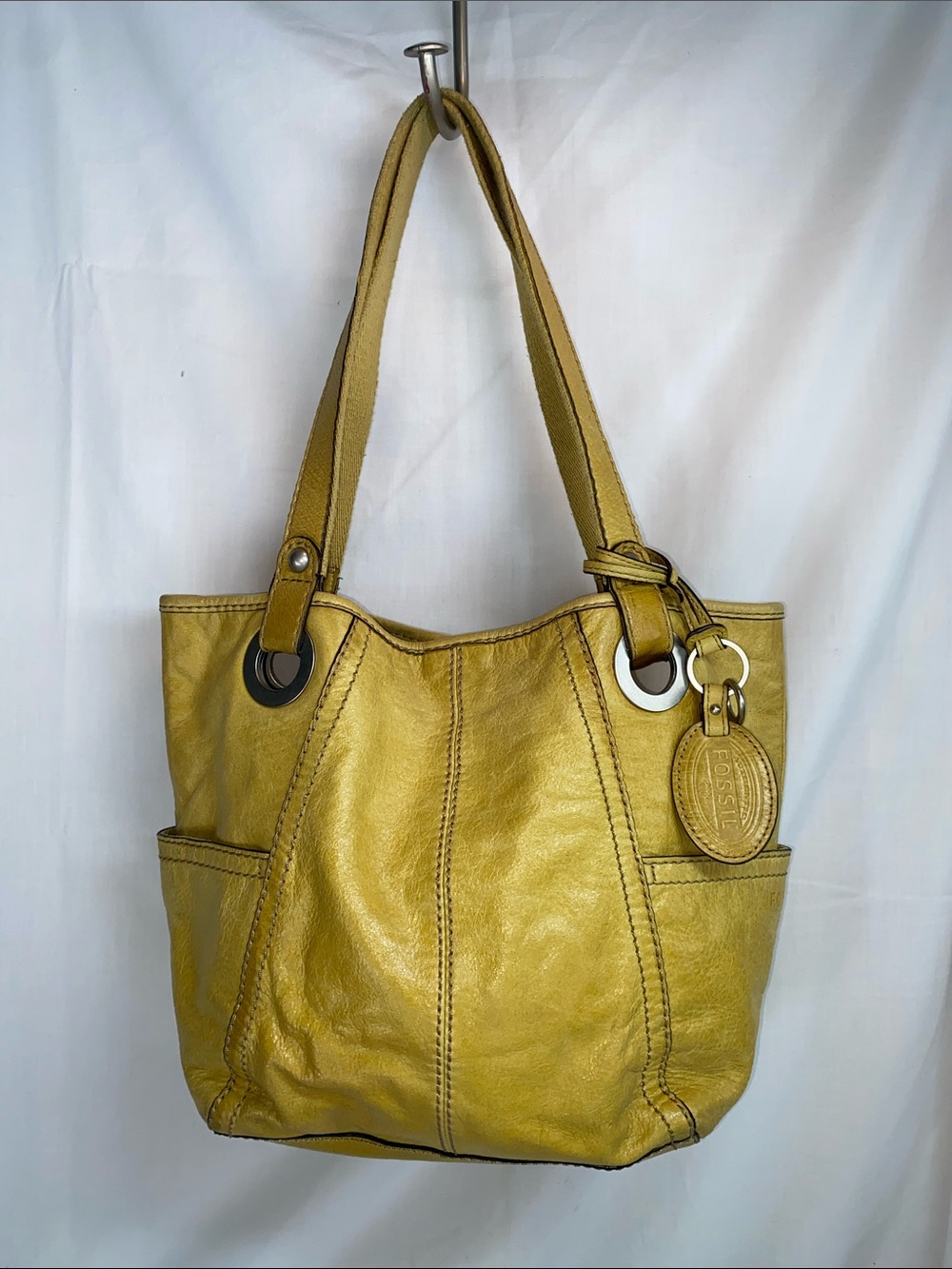 Fossil Yellow Leather Shoulder Bag
